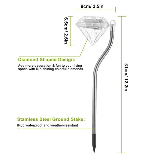 4Pcs Solar Garden Light Outdoor Diamond LED Light IP65 Waterproof
