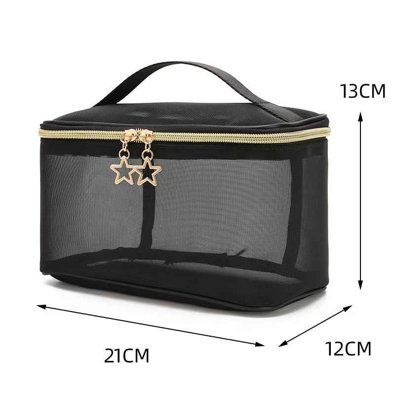 2pcs Versatile Hanging Toiletry Bag Double-Layer Carrying Case Alphabet Style Makeup Bag Black Floral Makeup Bag Portable Cosmetic Bag For Girls